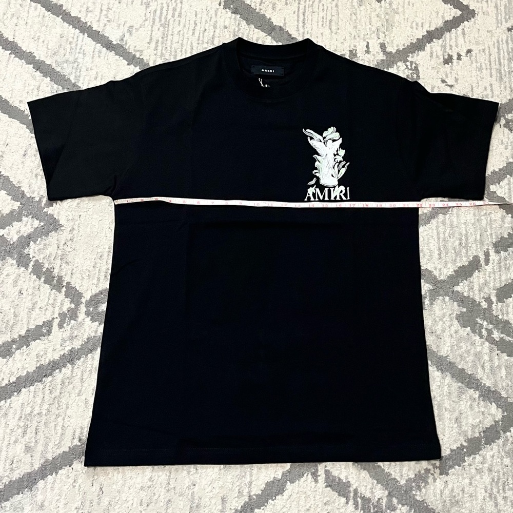 AMIRI Black Short-Sleeve Tee with White Chest Graphic